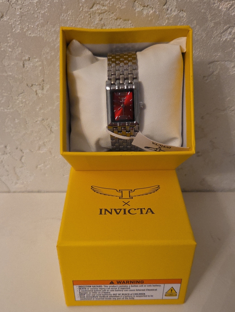 Invicta Stainless Steel Bracelet Watch with Red Dial